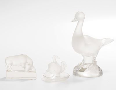 Tre Animali in Cristallo, Lalique France, XX Secolo