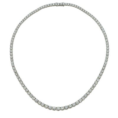 Rivière in oro bianco 750/1000 con diamanti taglio brillante (diamante centrale ct 0.45 circa) – ...
