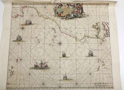 Carte geografiche di epoche differenti e pagina di cinquecentina con veduta di città