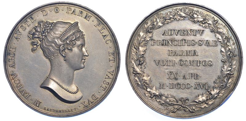 PARMA. MARIA LUIGIA D'AUSTRIA, 1815-1847. Medaglia in argento 1816. Ingresso di Maria Luigia in città.  - Asta Numismatica - Cambi Casa d'Aste