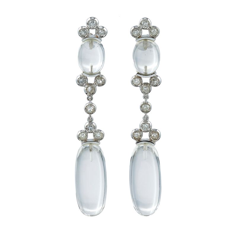 Pair of rock crystal and diamond earrings. Signed Gabri  - Auction Fine Jewels - Cambi Casa d'Aste