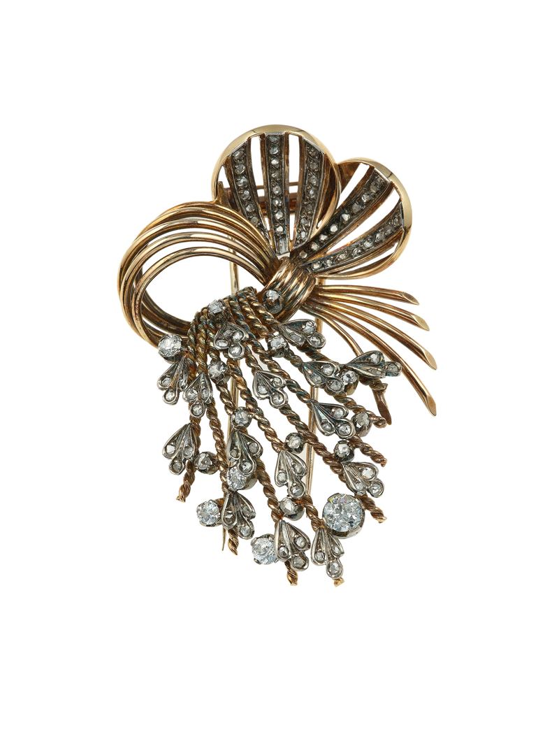 Old-cut diamond and gold brooch  - Auction Fine Jewels - Cambi Casa d'Aste