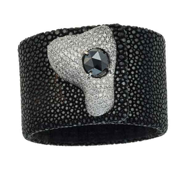 Galuchat, diamond and gold bracelet