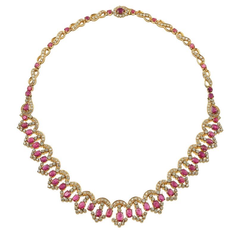 Girocollo con diamanti e rubini  - Asta Fine Jewels - Cambi Casa d'Aste