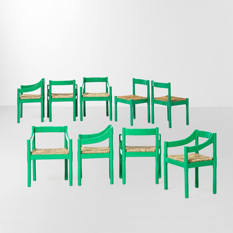 Vico Magistretti : Nove sedie mod. Carimate  - Asta Design - Cambi Casa d'Aste