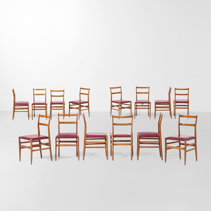 Gio Ponti : Quattordici sedie mod. Leggera  - Auction Design - Cambi Casa d'Aste