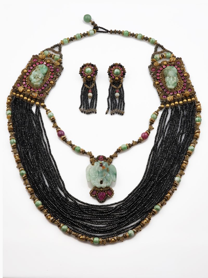 Paste, jadeite and gemstone demi-parure  - Auction Fine Jewels - Cambi Casa d'Aste