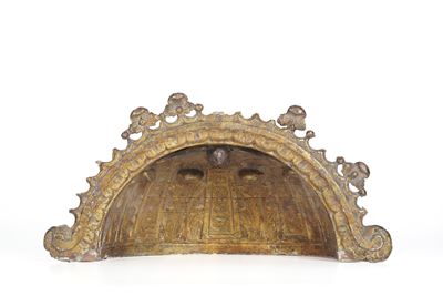 Elemento Decorativo in Legno Intagliato e Dorato. XIX-XX Secolo