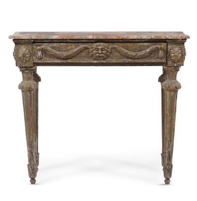 Consolle in Legno Intagliato e Dipinto. XVII-XVIII Secolo