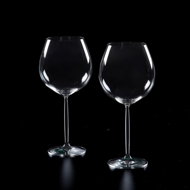 Coppia di bicchieri da vino in vetro trasparente. XX secolo  - Auction Antiques - Cambi Casa d'Aste