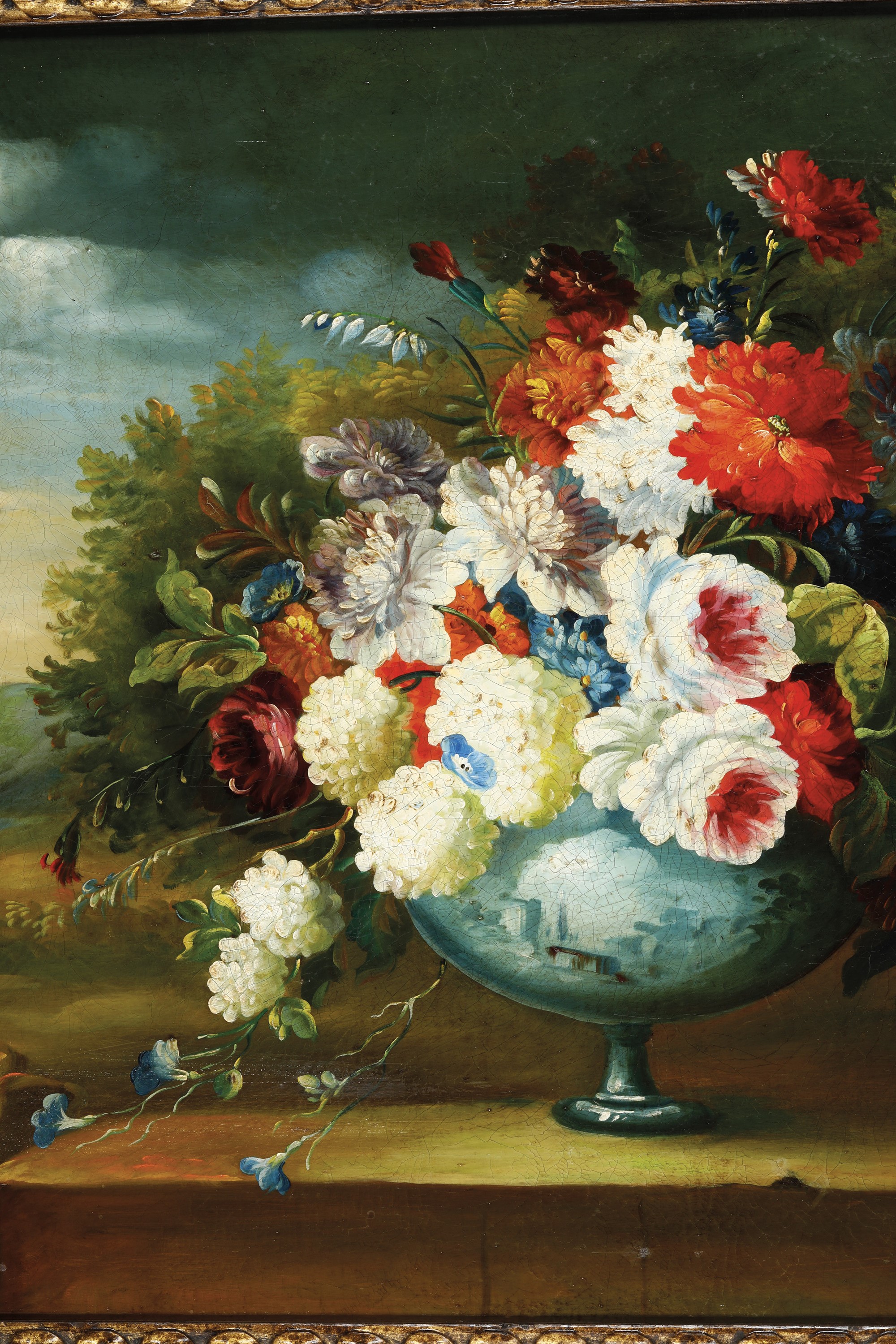 Scuola del XVIII-XIX Secolo Vaso di Fiori Entro Paesaggio