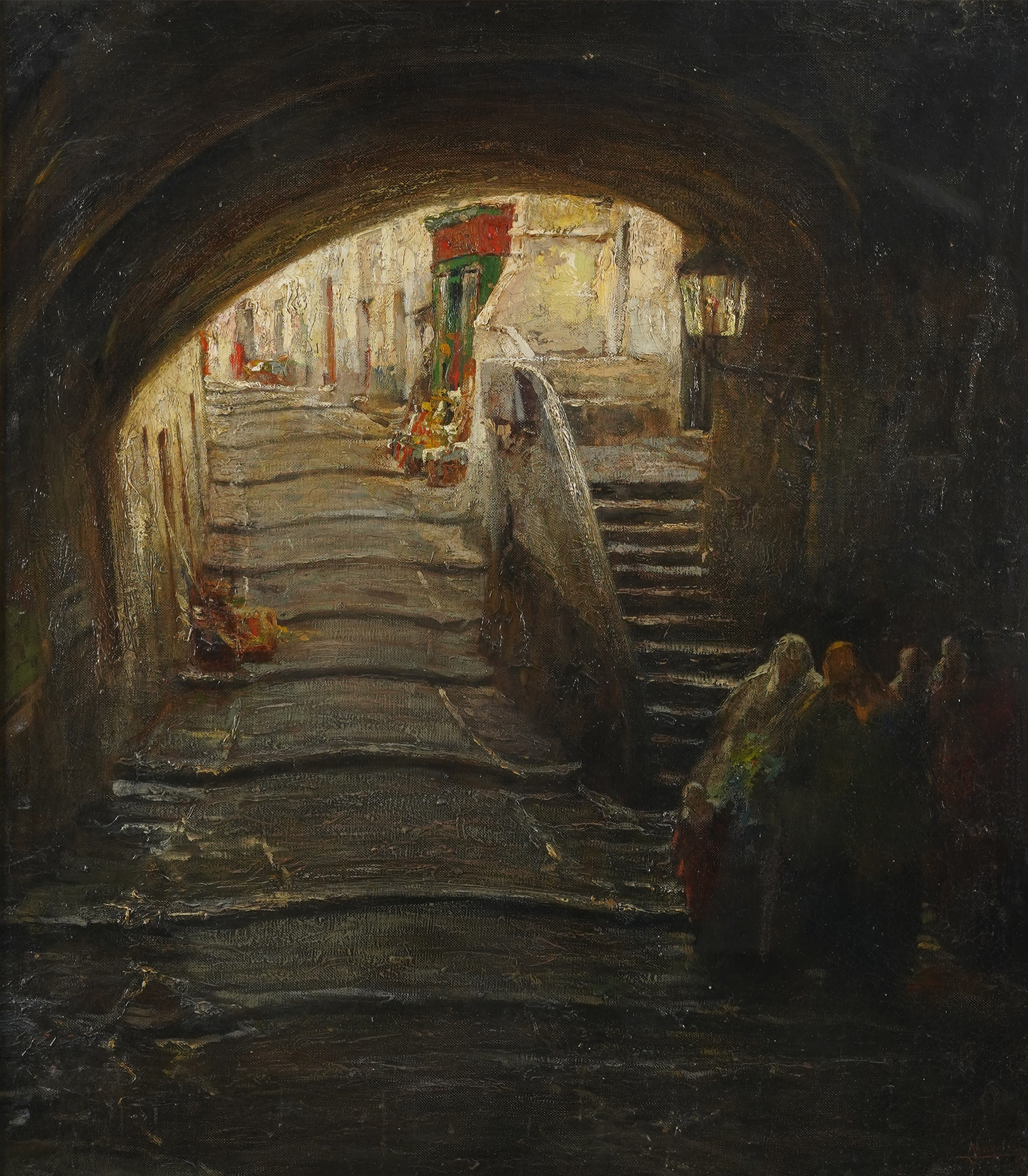 Ludovico Cavaleri - Portico, olio su tela, cm 90x80
