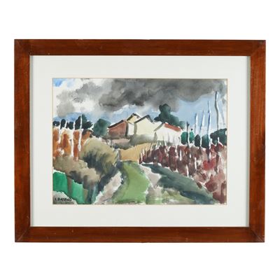 Paesaggio, tempera su carta