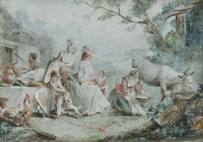 Scena campestre, acquerello su carta