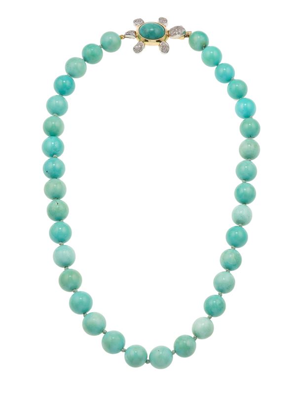 Turquoise and diamond necklace