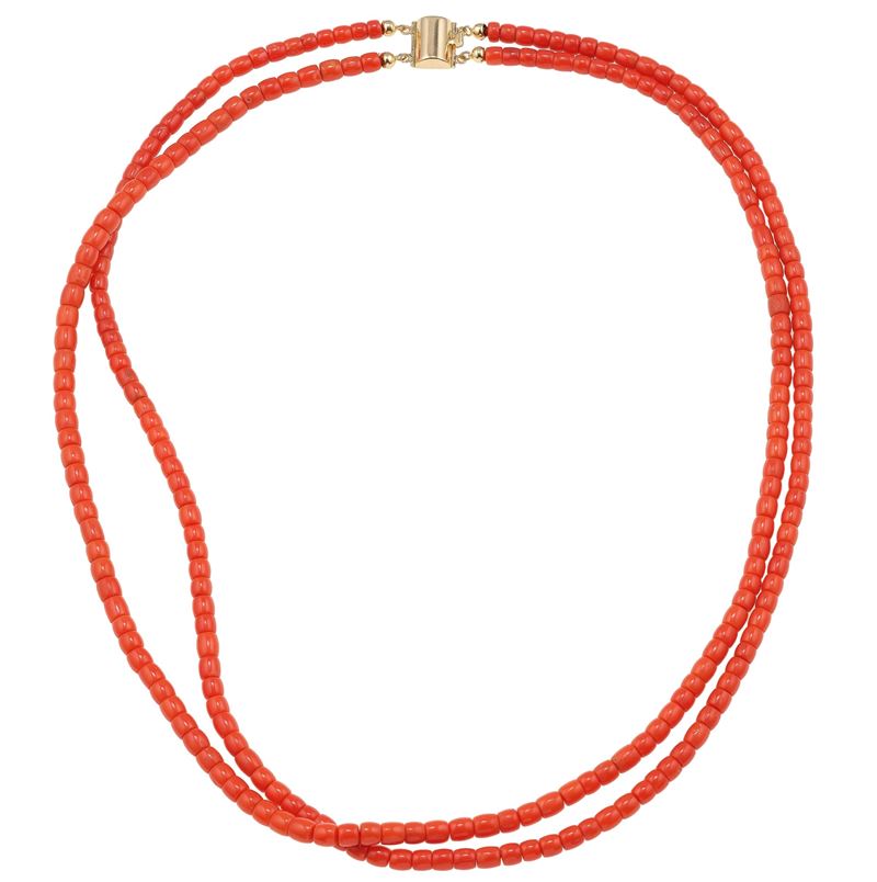 Collana a due fili corallo  - Asta Gioielli - Cambi Casa d'Aste