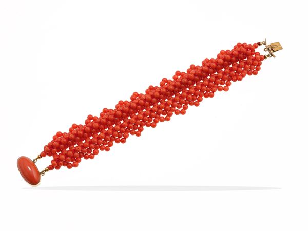 Coral and gold bracelet