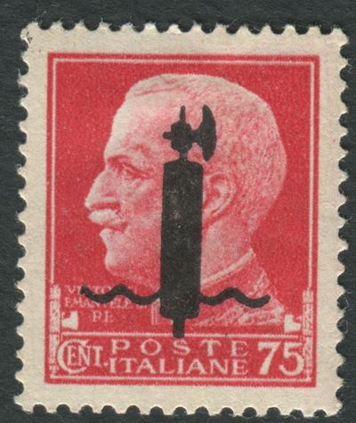 1944, Repubblica Sociale Italiana, Scambi di Soprastampa in Colore Diverso, 75c. Carminio (494c)