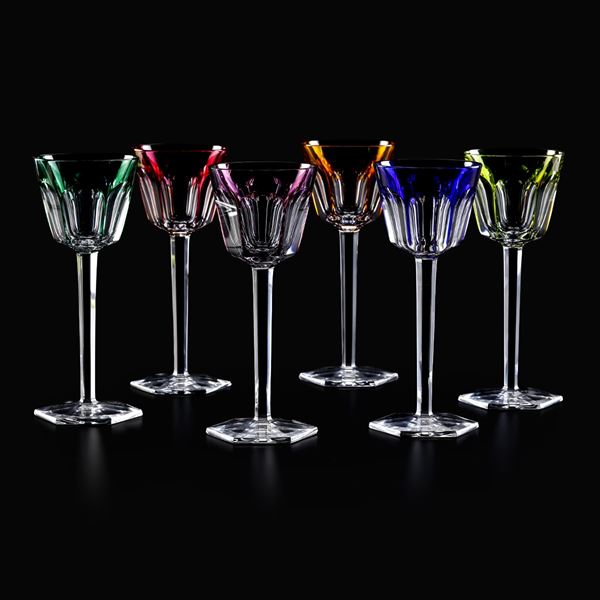 Dodici calici “Harcourt vin du Rhin” Francia, Manifattura Baccarat, XX secolo 