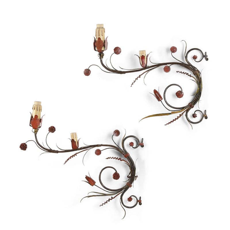 Coppia di appliques in ferro battuto  - Auction Antique - Cambi Casa d'Aste