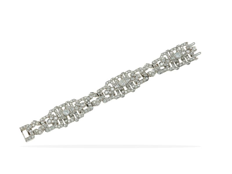 Diamond and platinum bracelet. Total carats 24.00 approximately  - Auction Fine Jewellery - Cambi Casa d'Aste
