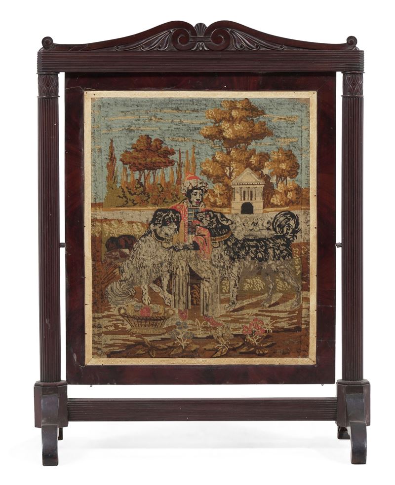 Parascintille in mogano intagliato, XIX secolo  - Auction Antique - Cambi Casa d'Aste