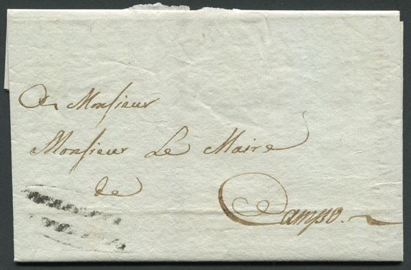 1812, Lettera da Portoferraio (Isola d’Elba) a Campo (Corsica)