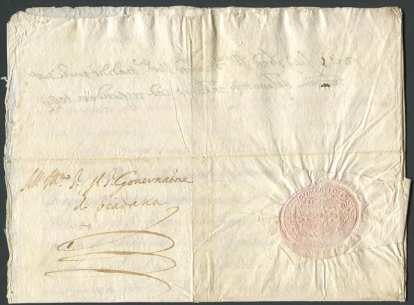 1623, Lettera per Viadana con sigillo cartaceo del Conte di Incisa