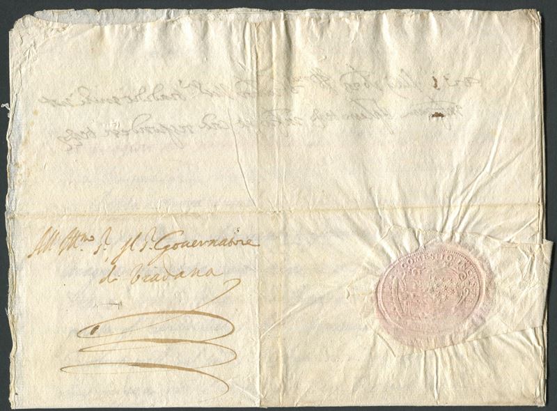 1623, Lettera per Viadana con sigillo cartaceo del Conte di Incisa  - Asta Storia Postale e Filatelia - Cambi Casa d'Aste