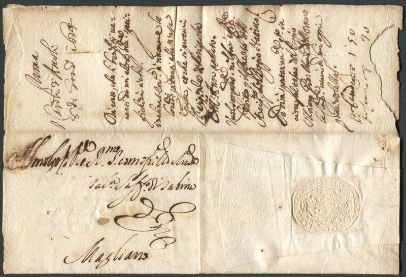 1631, Lettera da Roma a Magliano  - Auction Postal History and Philately - Cambi Casa d'Aste