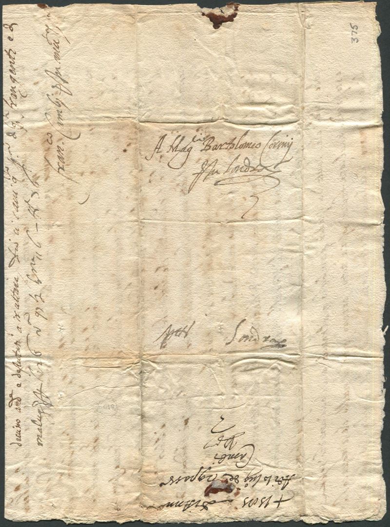 1585, Lettera da Anversa a Bartolomeo Corsini a Londra  - Asta Storia Postale e Filatelia - Cambi Casa d'Aste