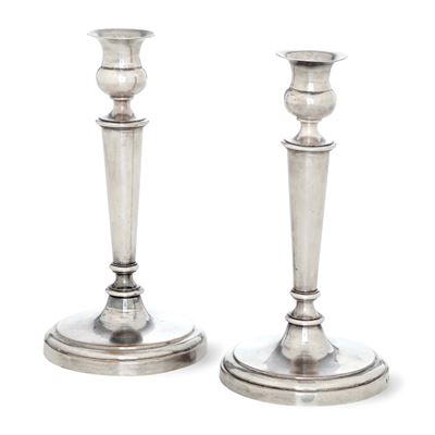 Argentiere Broggi, Coppia di candelieri in argento fuso e sagomato (argenteria artistica milanese...