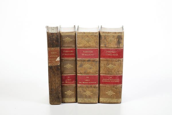 Parnaso italiano e altri di letteratura Tre volumi del Parnaso italiano, lirici del secolo I-II-III, lirici del secolo IV-V-VI-VII, Brusantini Alamanni e Bernardo Tasso, Venezia... Antonelli, 1835-1846