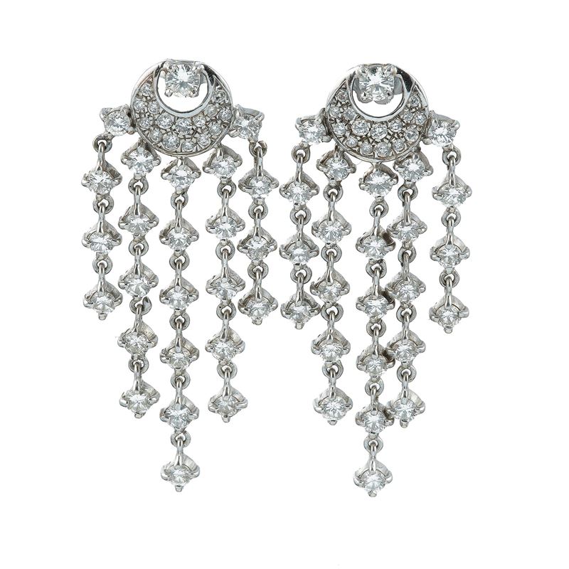 Pair of diamond and gold earrings  - Auction Fine Jewels - Cambi Casa d'Aste