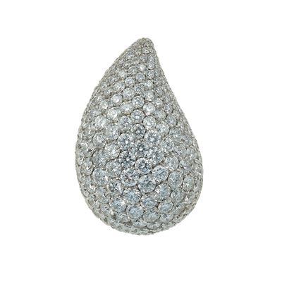 Vhernier, Orecchino singolo “Gocce” con pavè di diamanti, oro giallo e oro bianco 750/1000