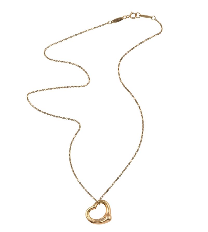 Tiffany & Co. by Elsa Peretti. Girocollo "Open Heart" con diamanti  - Asta Fine Jewels - Cambi Casa d'Aste