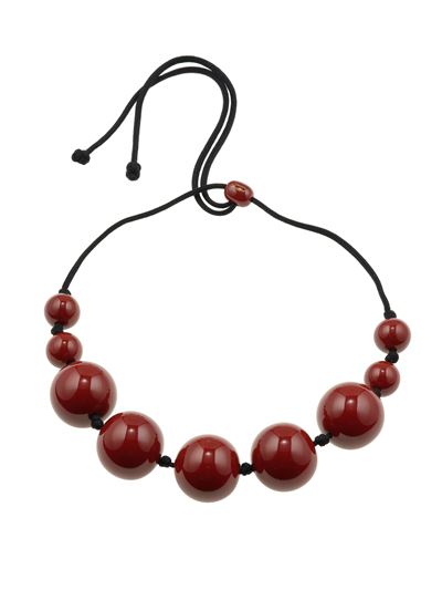 Elsa Peretti for Tiffany & Co., girocollo “Sphere” in lacca marrone su supporto in legno