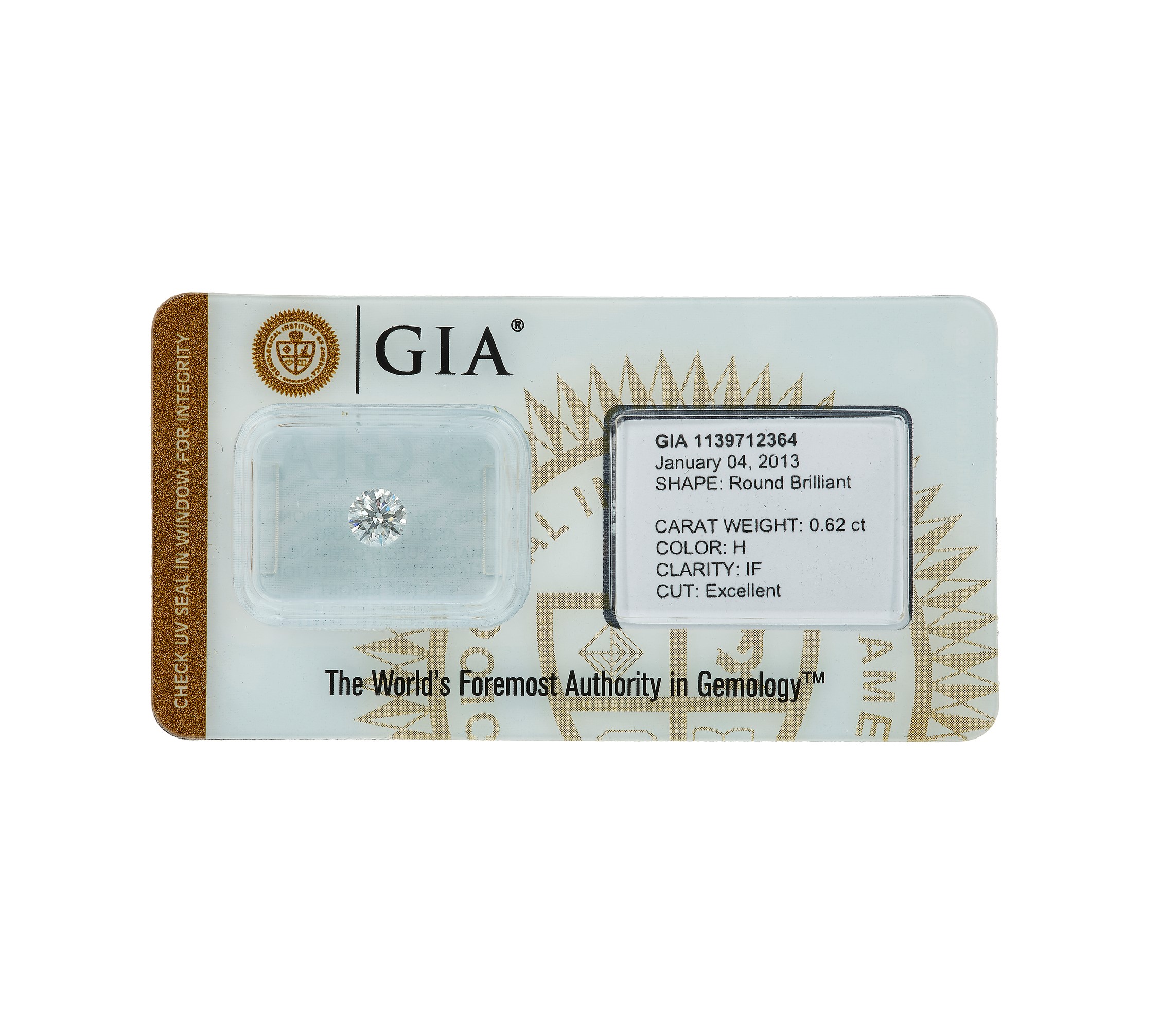 GIA, Tre diamanti taglio brillante con certificazioni n. 2121921542, 1139712364 e 2121942135