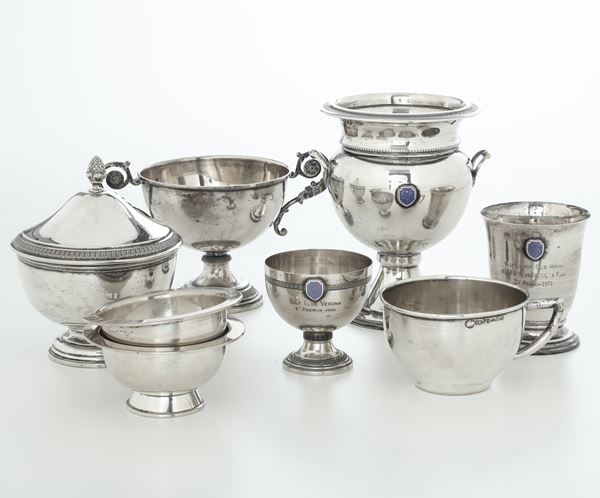 Lotto di coppe in argento. Varie manifatture italiane del XX secolo