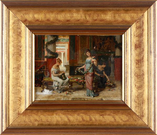 Firmato al retro R. Giannetti 1918 Scena pompeiana