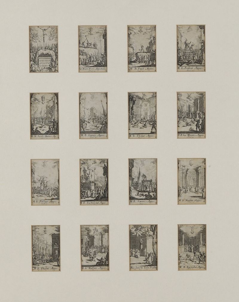 Jacques Callot (1592-1635)  Martyrium apostolorum..Parigi, dopo il 1632   - Asta Stampe Antiche e Moderne - Cambi Casa d'Aste
