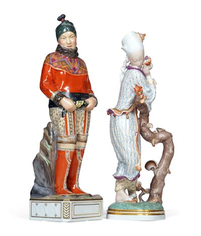 Due Grandi Figuredanimarca, Manifattura Royal Copenhagen, 1920 Circa e 1980