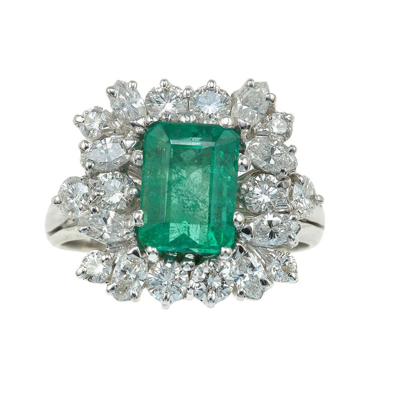 Emerald and diamond ring  - Auction Fine Jewels - Cambi Casa d'Aste