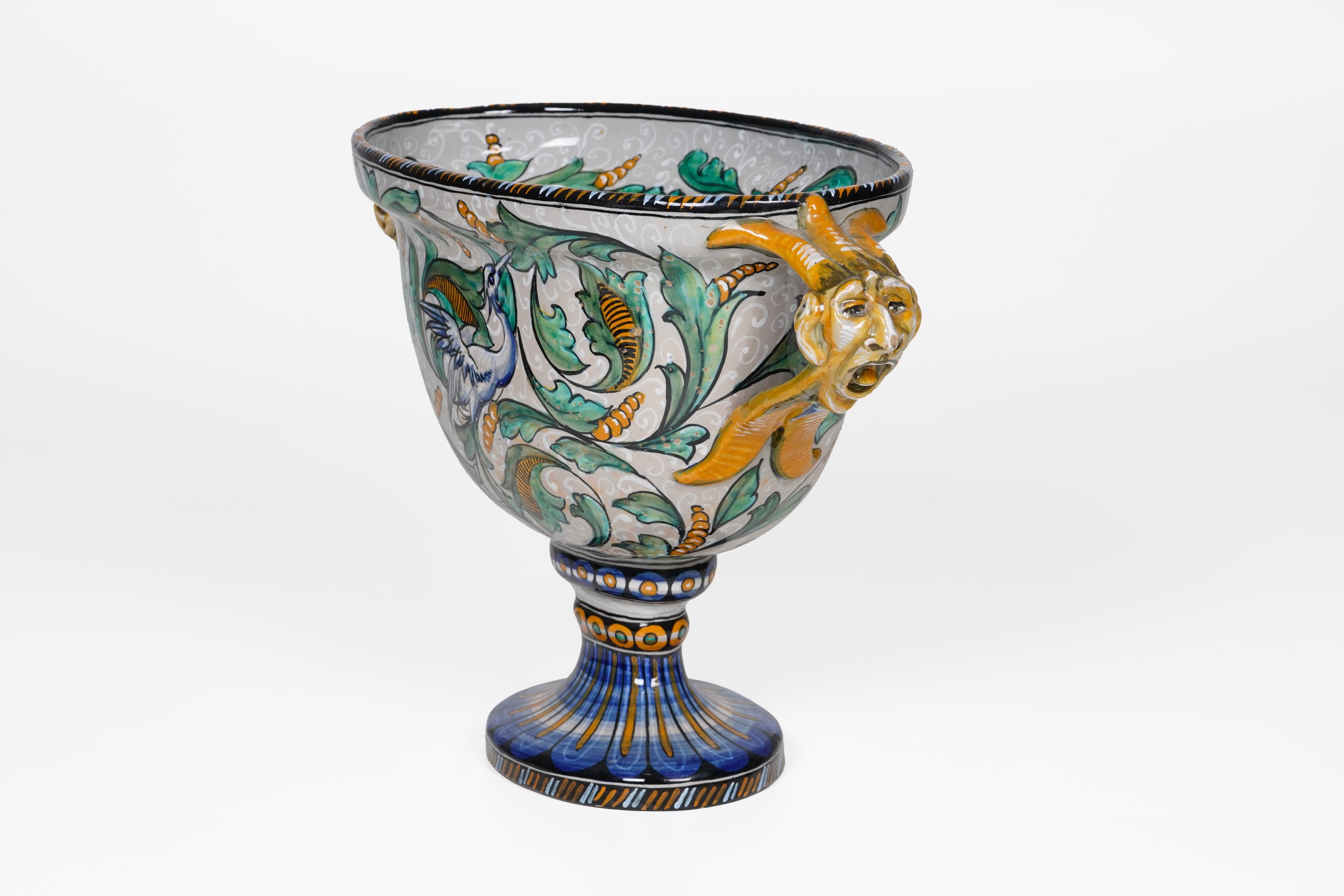 Coppa Biansata.pesaro, Manifattura "maiolica Artistica Pesarese (map)", 1920-1925.