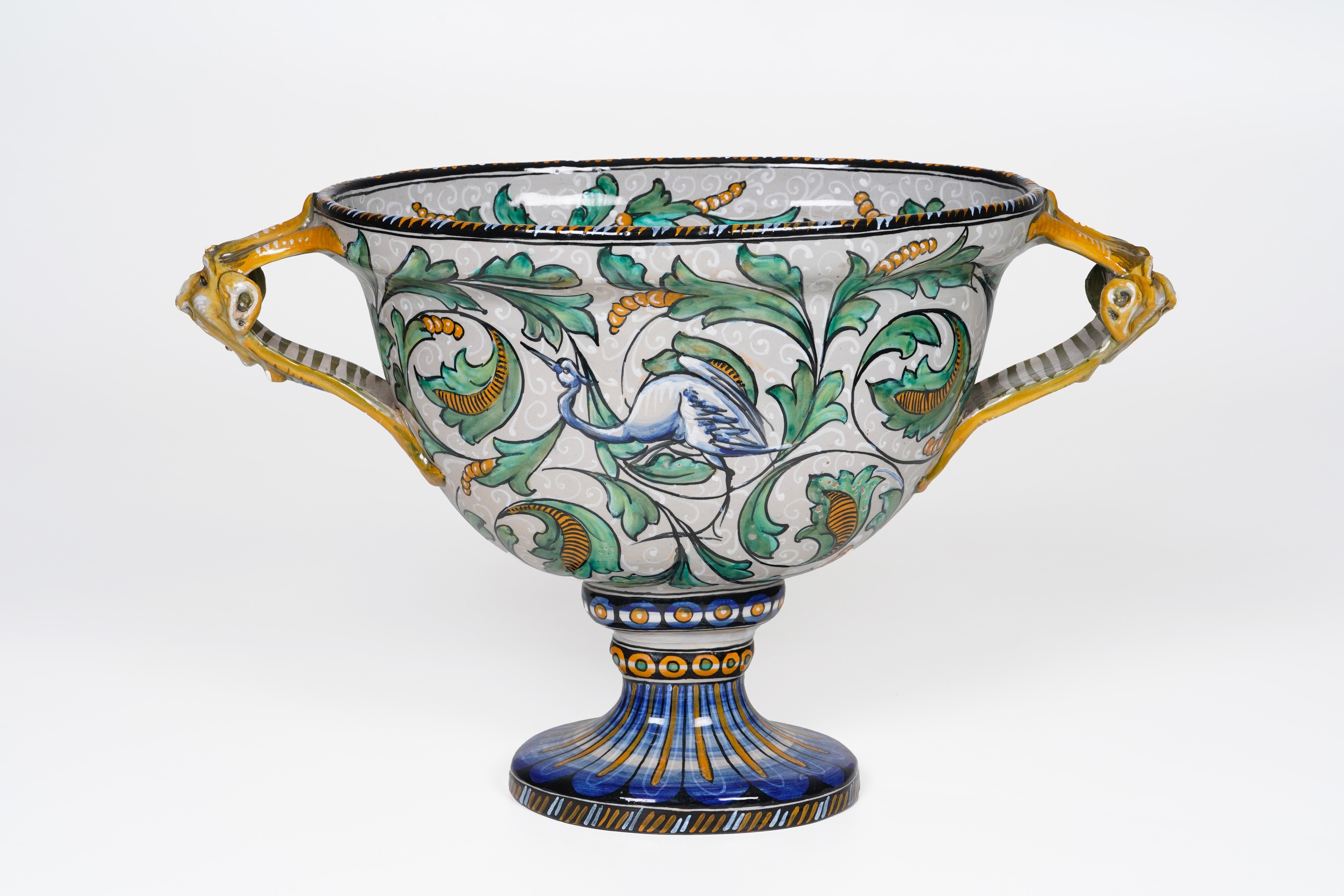 Coppa Biansata.pesaro, Manifattura "maiolica Artistica Pesarese (map)", 1920-1925.