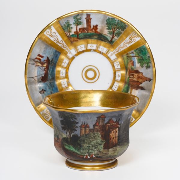 Tazza con piattino, XIX secolo.