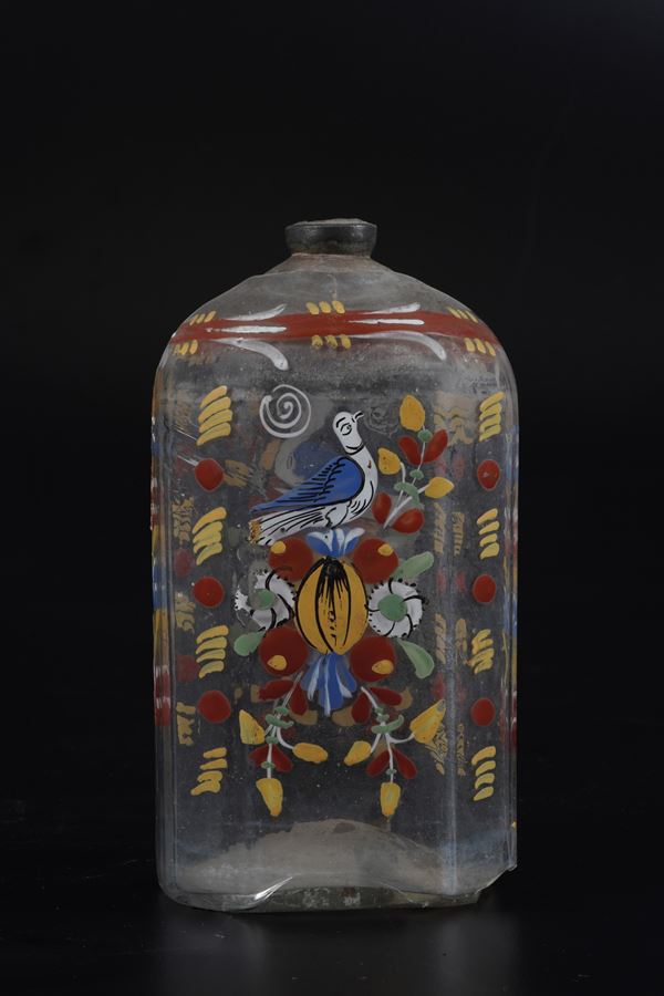 Bottiglia per la manna in vetro dipinta