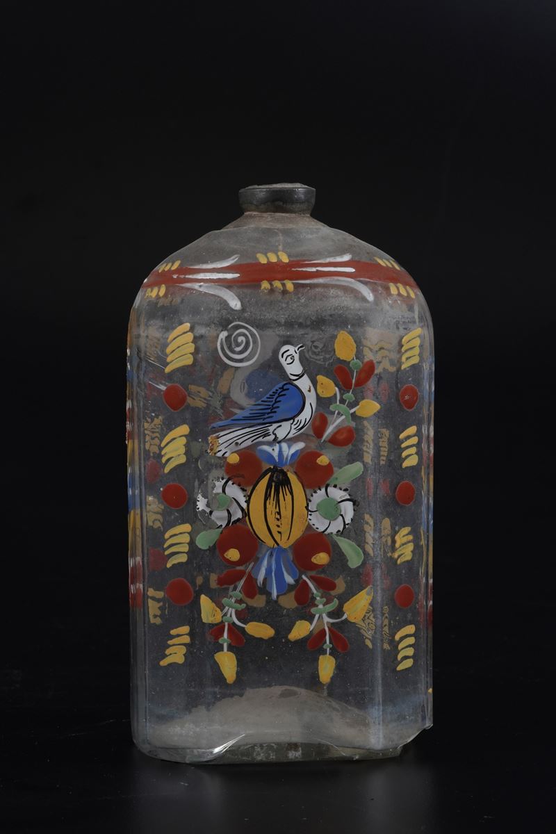 Bottiglia per la manna in vetro dipinta  - Auction Antiquariato - Cambi Casa d'Aste