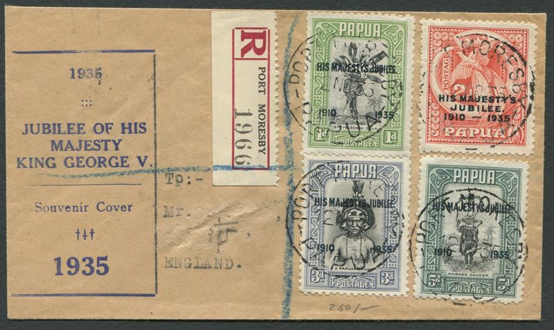 1935, Papua New Giunea, Raccomandata da Port Moresby a Clacton on sea (U.K.)  - Auction Postal History and Philately - Cambi Casa d'Aste
