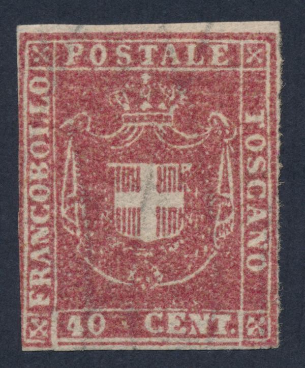 1860, Toscana, Governo provvisorio, 40 cent. carminio (21), gomma originale integra